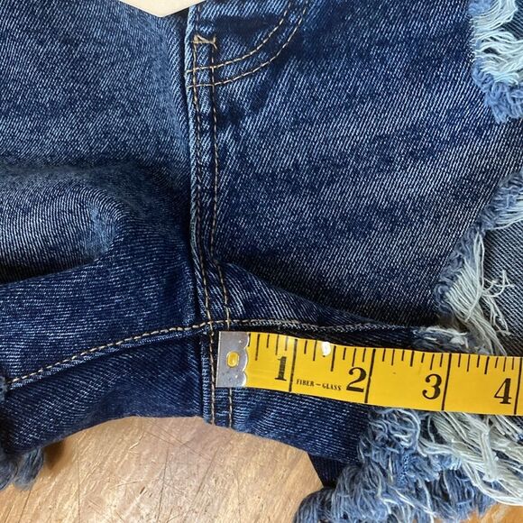 Banjara Blue Denim Loose Fit Super High Rise Distressed Shorts Size 1/24 Juniors - Picture 5 of 7